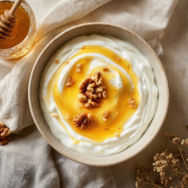Yoghurt bowl with honey drizzle